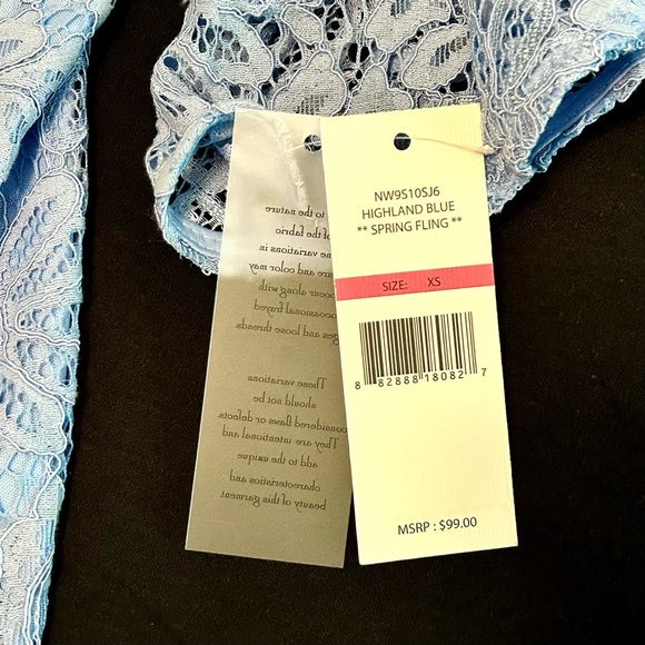Nanette Lepore Lace Overlay Blouse - NWT Blue XS - Picture 12 of 12